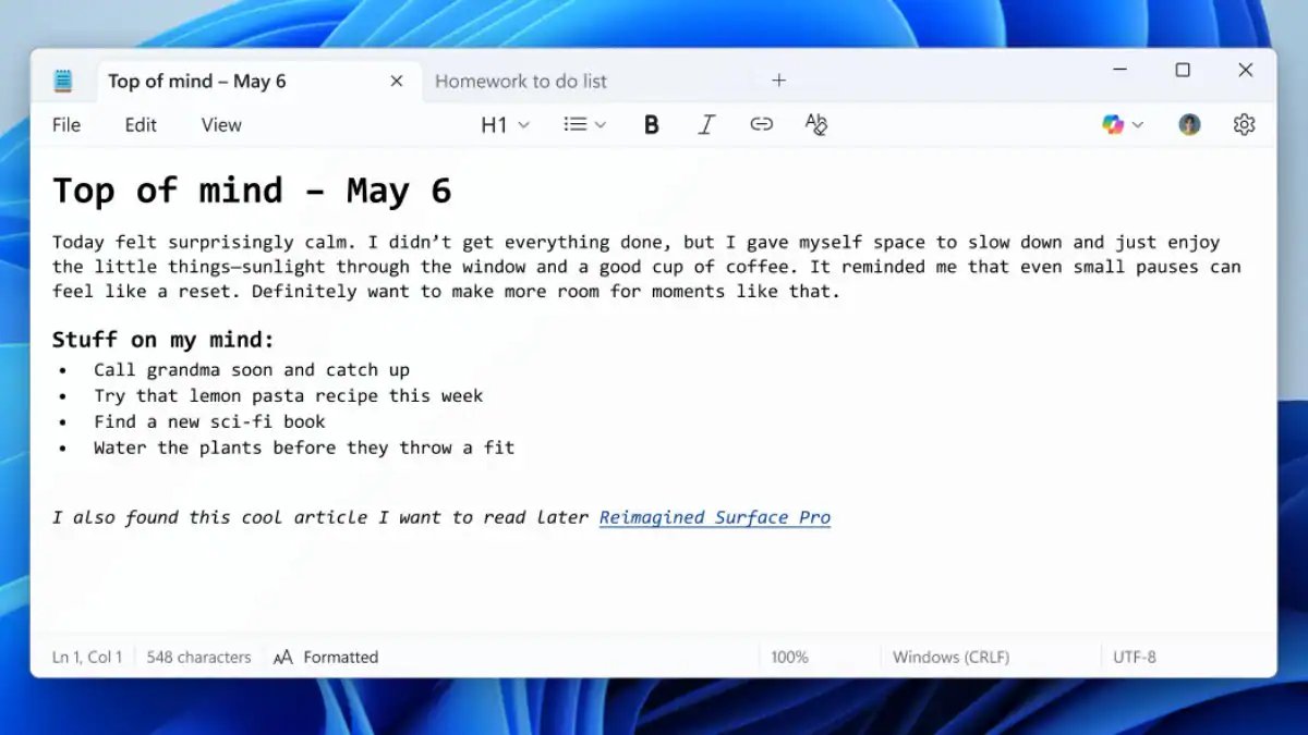 Microsoft Notepad Gets Markdown Support Formatting Toolbar in New Update Details Inside