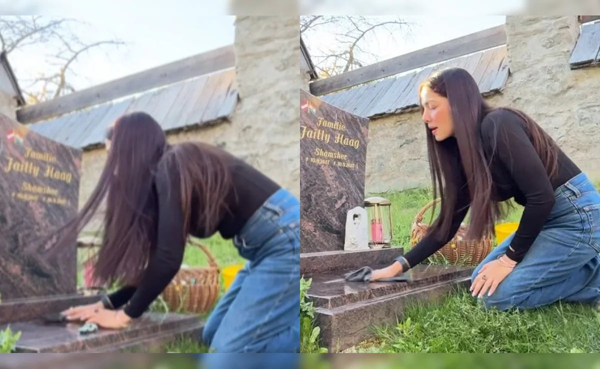 Celina Jaitly Breaks Down Cleaning Son’s Grave In Austria, Claims She’s ‘Denied Contact’ With Other Kids